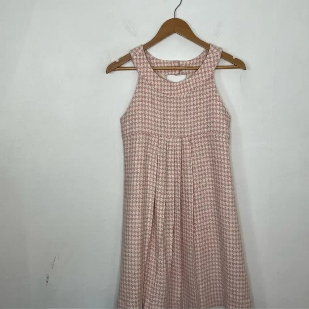 Florence Eiseman Wool Blend Houndstooth Pink White Tweed Dress Girl Size 16